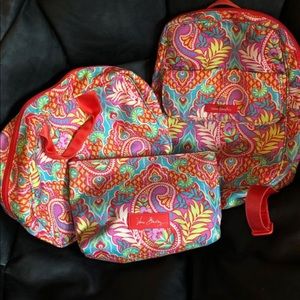 Makeup bags and backpack